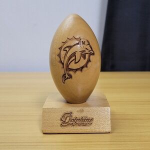 HTF Dolphins Miami‎ Laser Carved Wood Football By Grid Works Made USA 1999 NFLP